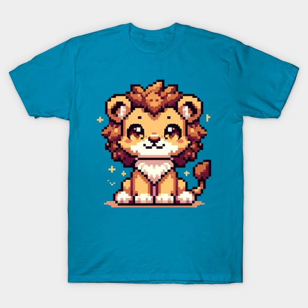 Cute Lion Pixel Art T-Shirt by FabintheLab